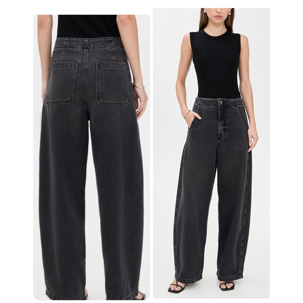 Pistola Lottie Bowed Leg Jeans‎ 25 Zenith Black Barrel Relaxed NWT baggy denim